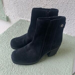 NEW Zodiac Womens Phoenix Black Suede Block-Heel Square-Toe Ankle Boots Shoes